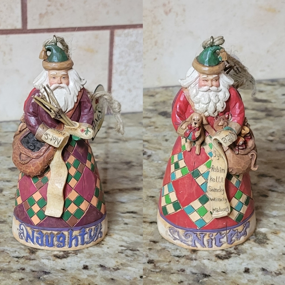 NWT JIM SHORE HEARTWOOD CREEK "SANTA NAUGHTY/NICE" HANGING ORNAMENT